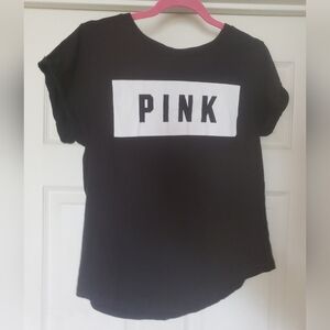 Victoria's Secret Black Tee with White Logo
